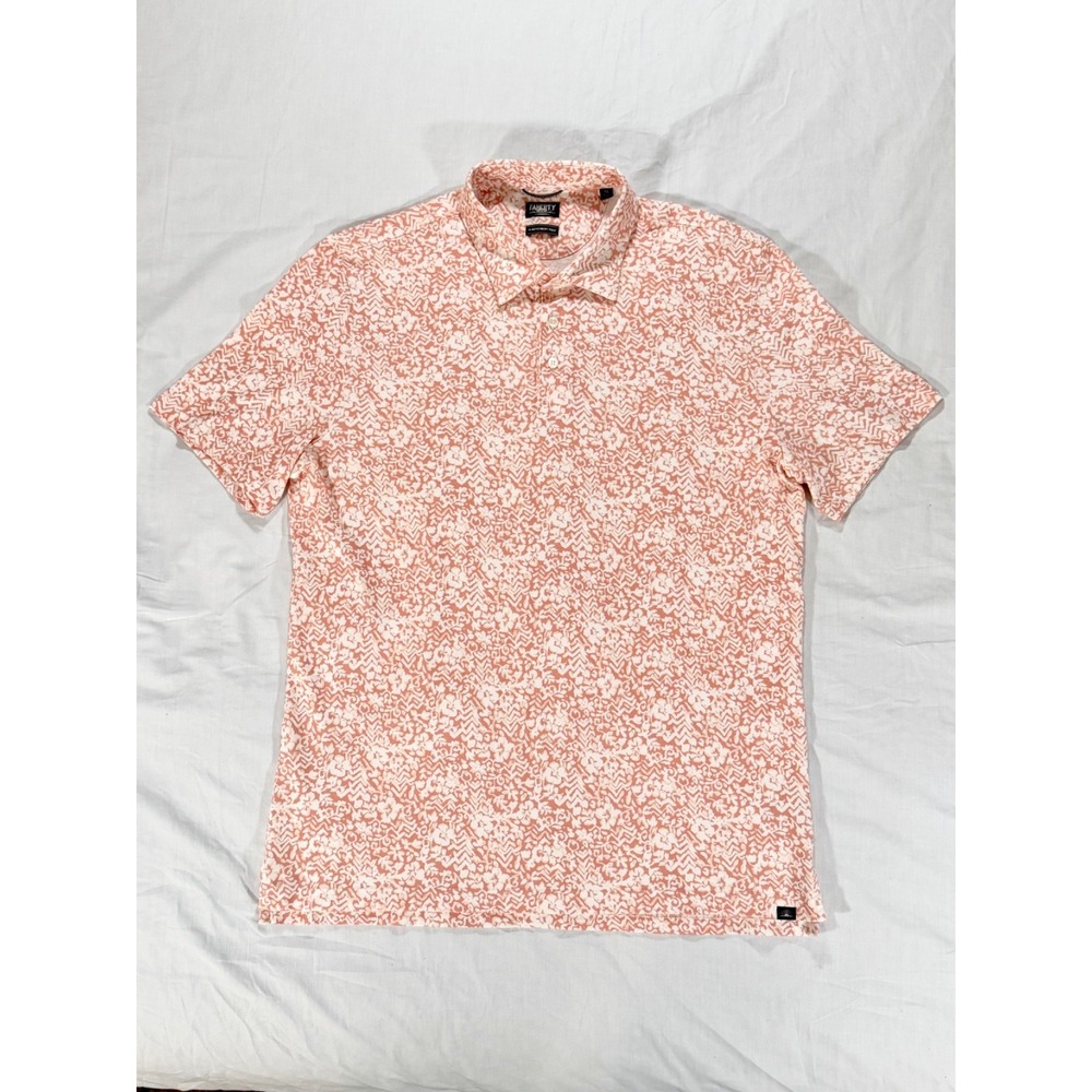 Faherty Reserve Movement Polo Men's XL Coral Floral Pima Cotton Modal Stretch